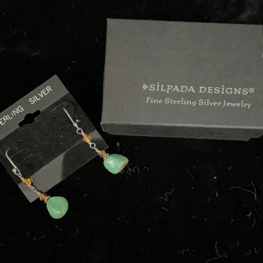 Silpada Turquoise and Gold Crystal Bead Earrings